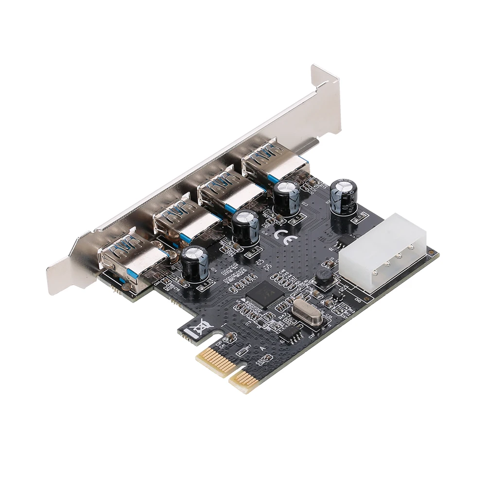 PCI-E до 4 USB3.0 портов карты расширения PCI-E до USB3.0 адаптер карты с большим 4Pin интерфейс питания для ПК рабочего стола