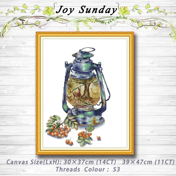 

Autumn impression lamp decor painting dmc 14CT 11CT counted cross stitch kits embroidery sets Needlework Sets Home decor