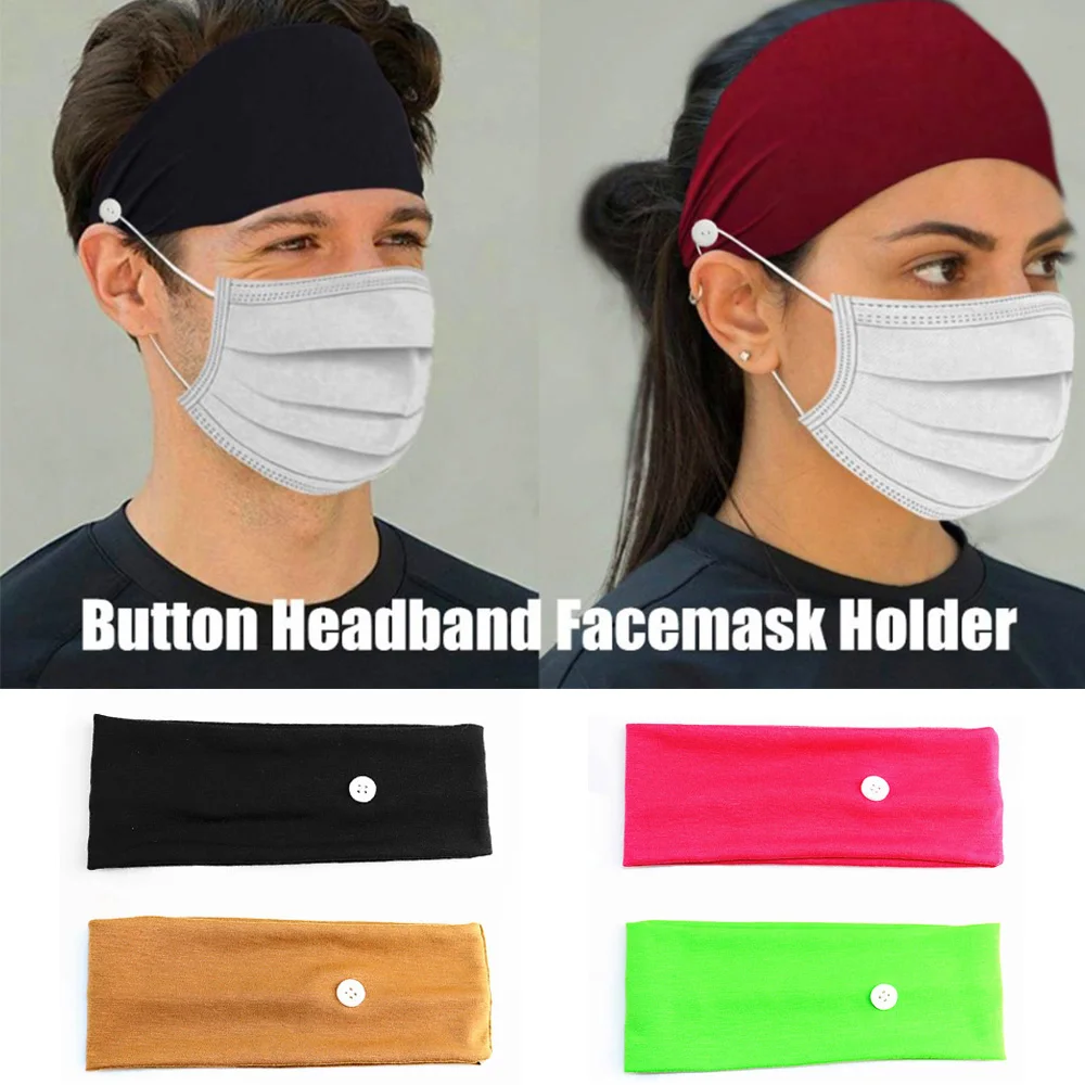 

Unisex Headbands With Button Facemask Hooked Headbands Fashion Solid Head Accessories Styling Tools Button Headband For Mask D30