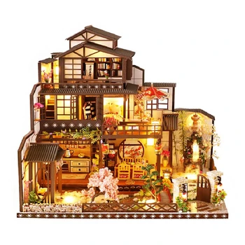 Diy 3D wooden Miniature Leisurely villa Dollhouse building assembly kits home decoration Christmas birthday gift 1