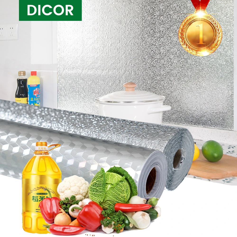 Waterproof Stickers Wallpaper Kitchen-Stove Cabinet Self-Adhesive Aluminum-Foil Multi-Size