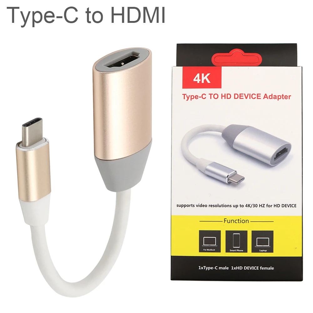 

Gold Silver USB 3.1 Type C to HDMI Converter Video Audio Adapter Audio & Video Cable Fit for Chromebook Game Console Android Box