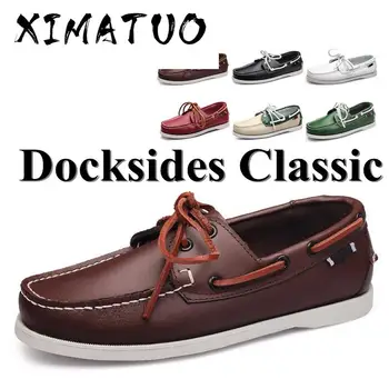 

Men Genuine Leather Driving Shoes,New Fashion Docksides Classic Boat Shoe,Brand Design Flats Loafers For Men Women 2020