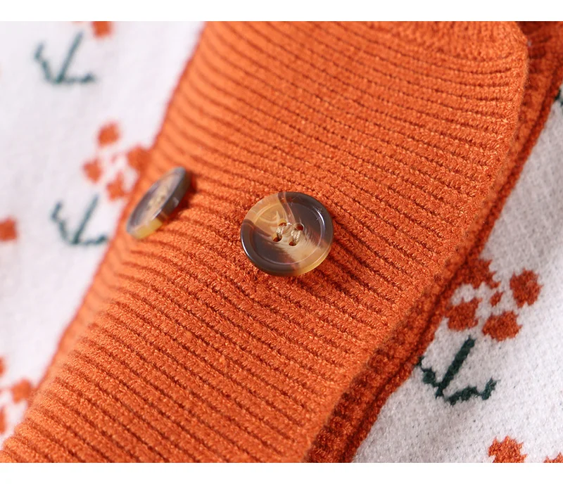 Short Knitted Cardigan Women's Sweater Coat 2021 Fall Casual Floral Double Breasted Loose Jumper Tops Winter Long Sleeve Outfits pink cardigan