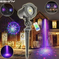ESHINY Outdoor IP65 RGB Laser Garden Landscape Light Moving 72 Patterns Projector Remote Xmas Party House Wall Tree B210N6 1