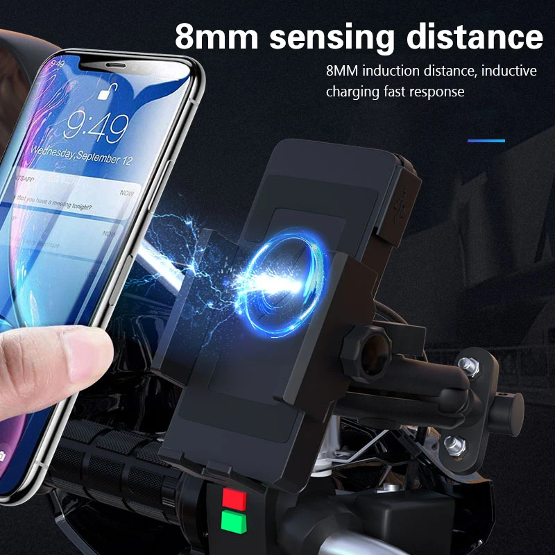 

WUPP Waterproof 12V Motorcycle Phone Fast Charging Wireless Charger Bracket Holder Mount Stand for iPhone Samsung Huawei Xiaomi