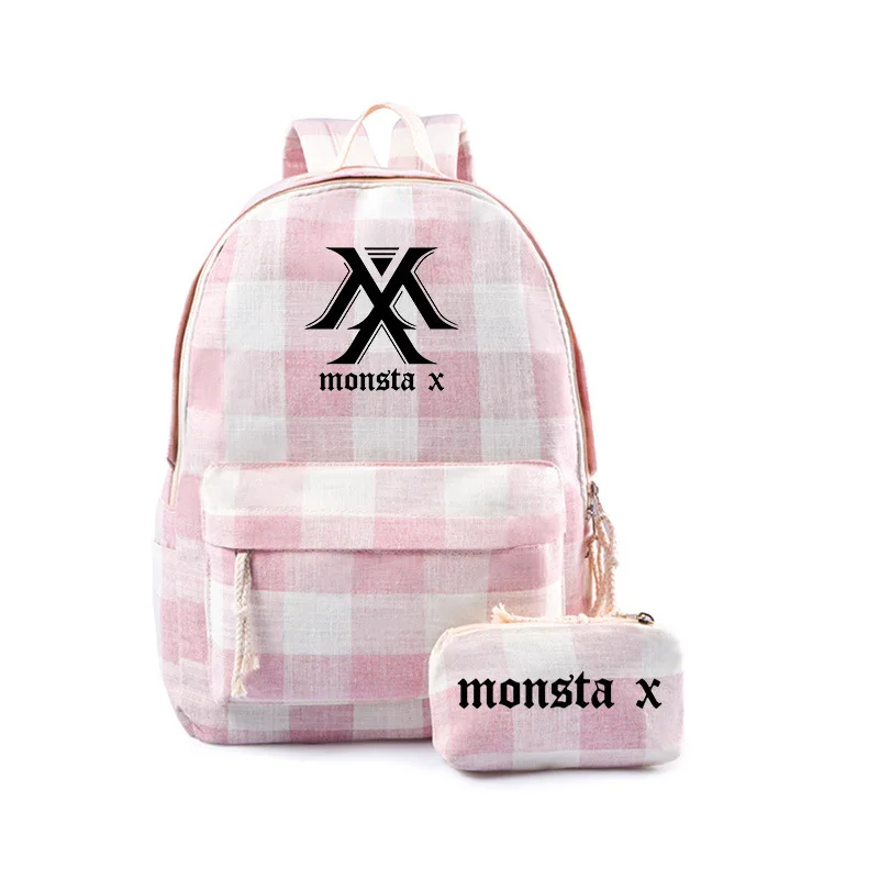 

KPOP MONSTA X Combination Backpack Student Bag Pencil Case Two-piece Bag Drioshipping