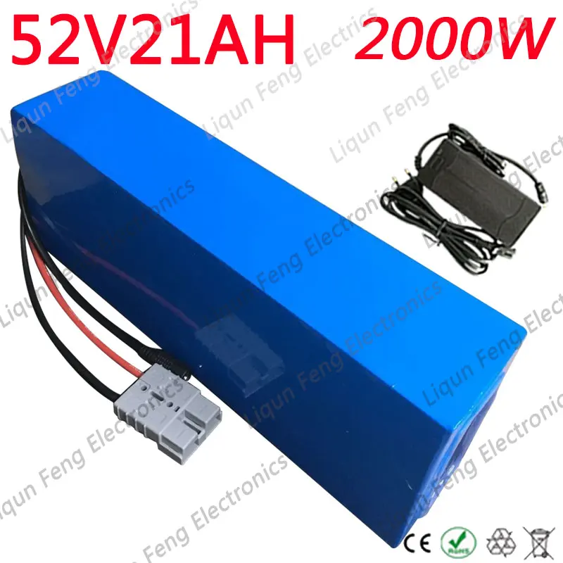 52V 20AH Li-ion Rechargeable Electric Battery Pack for 1000W Scooter 5A Charger 