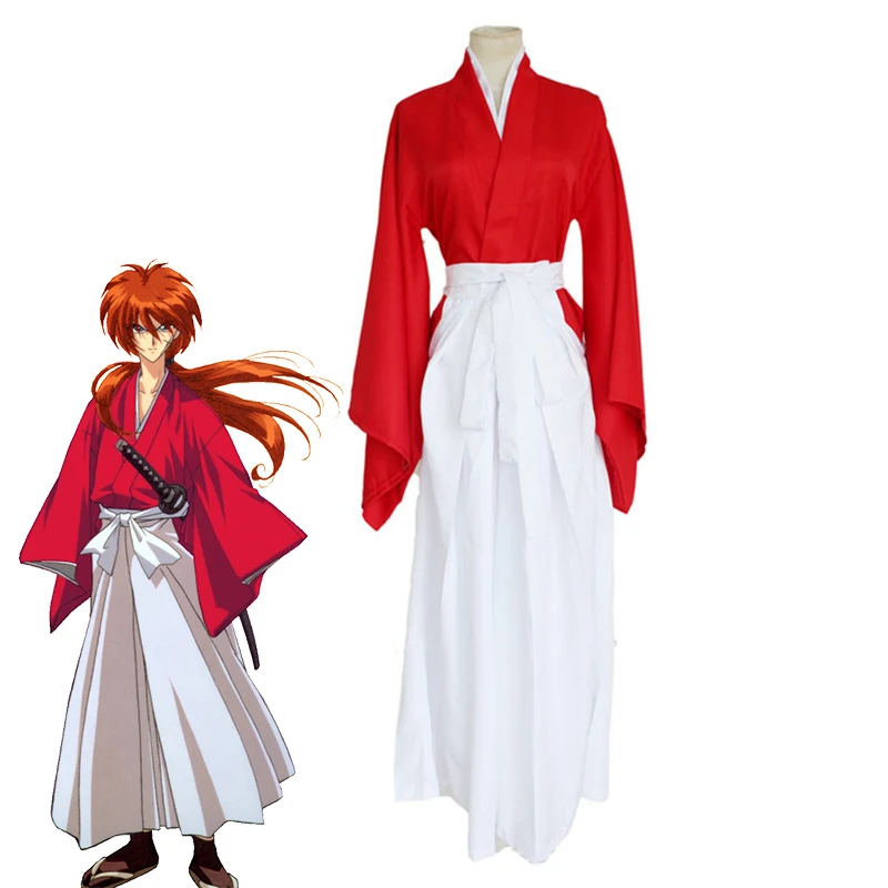 Cute Himura Kenshin Cosplay Kendo Haori Kimono Costume Men Set