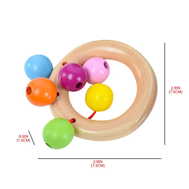 4pc Wooden Baby Rattles Grasp Toy Play Game Teething Infant Early Musical Educational Toys Lightweight Allows Baby Easily Grap 3