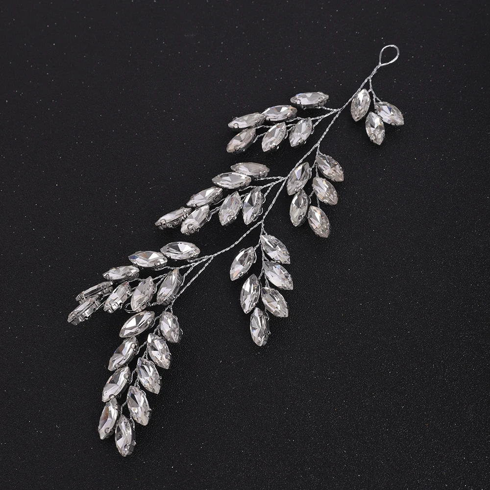 Silver Rhinestone Headband Tress Bridal Hair Accessories Women Headpieces Tiara Wedding Headdress Hair Jewelry