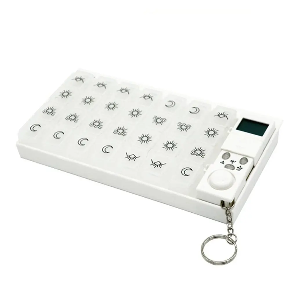 white 7 Days 28 Grid Kit Reminder Electronic Timing Kit Portable Travel Medicine Storage Box Intelligent Timing Reminder Daily Alarm - Цвет: white