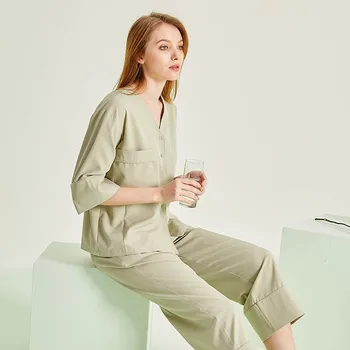 

Summer New Women's Pajamas Set Solid Color Loose Comfortable Loungewear Women's High-end Brand Home Clothes Summer