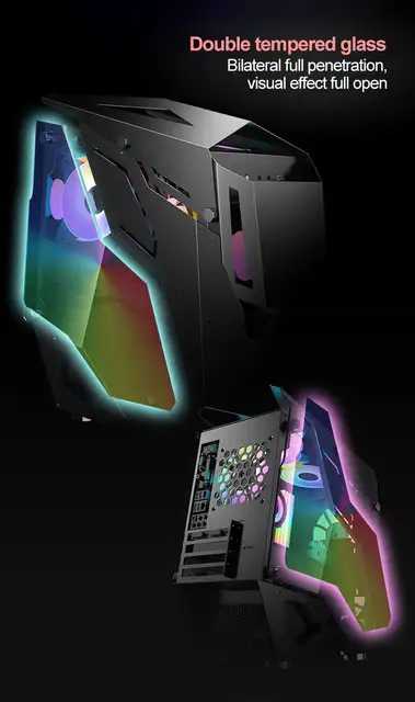 Monster ATX Gaming Computer Case Desktop Water Cooled Full Side Penetration  With Tempered glass Special Case Support M-ATX/ ITX - AliExpress