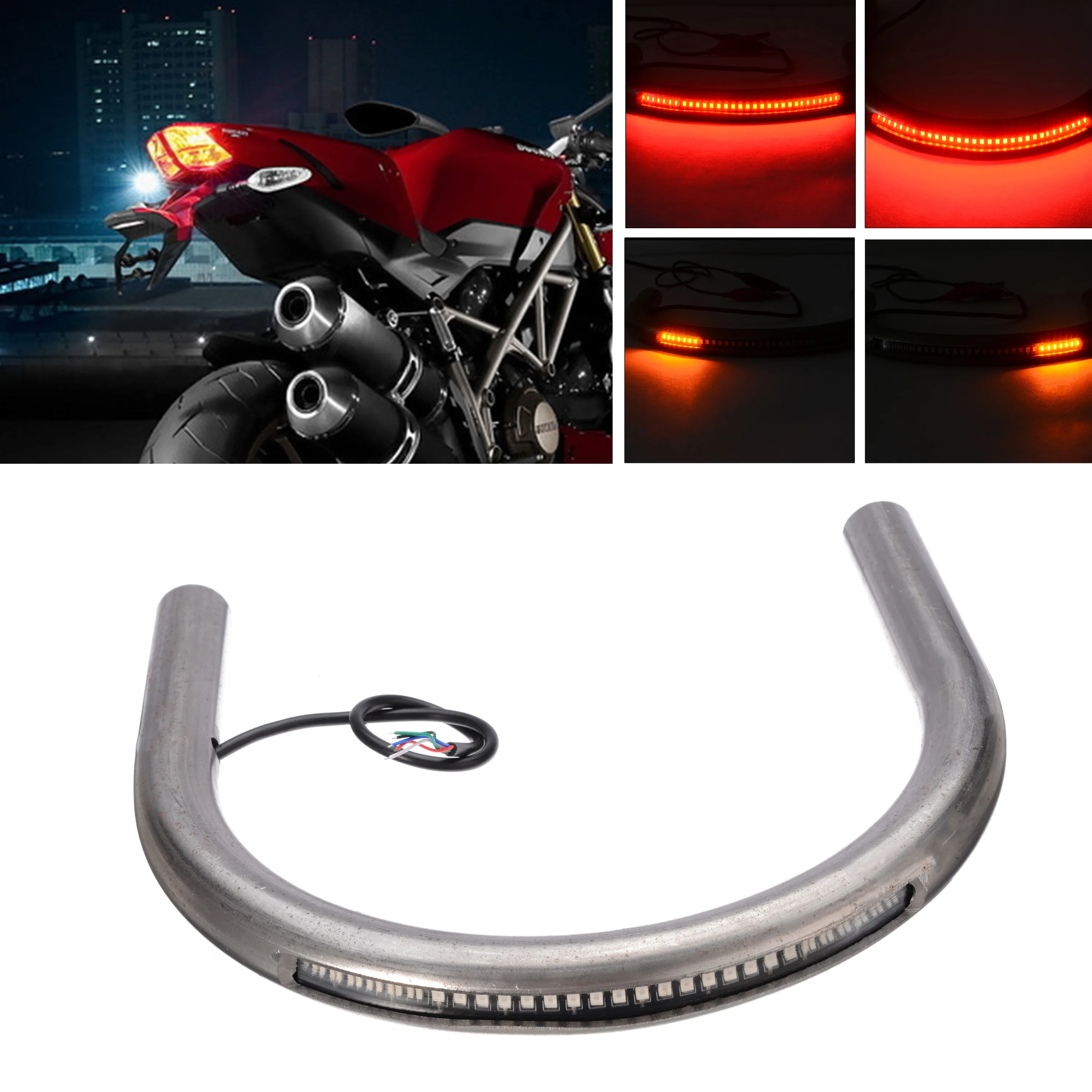 For Honda 1PC Moto Cafe Racer Seat Frame Loop Hoop + Turn Signal Brake LED Light Black 227mm Support CB 500 /CB 550/CB 650/CB