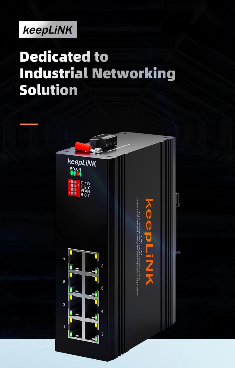 Industrial 8 Port Fast Unmanaged Ethernet Network Switch for Industrial Automation Electrical Cabinet  IP40