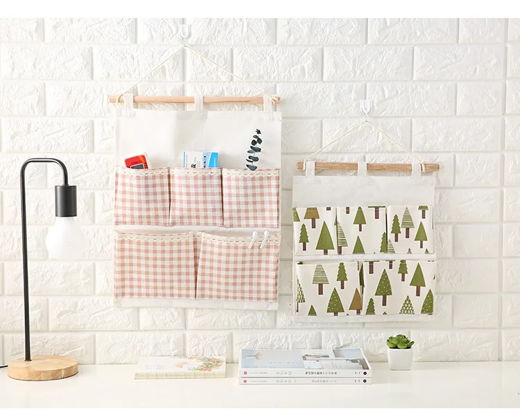 Five Pocket Storage Bag Hanging Bag Fabric Hanging Storage Bag Hook Storage Bag Wardrobe Door after Hanging Storage Bag