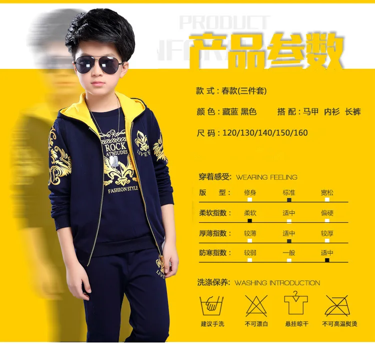 Розничная, детский спортивный костюм, костюм из трех предметов для мальчиков 4-13 лет, весенняя одежда, куртка+ брюки+ футболка