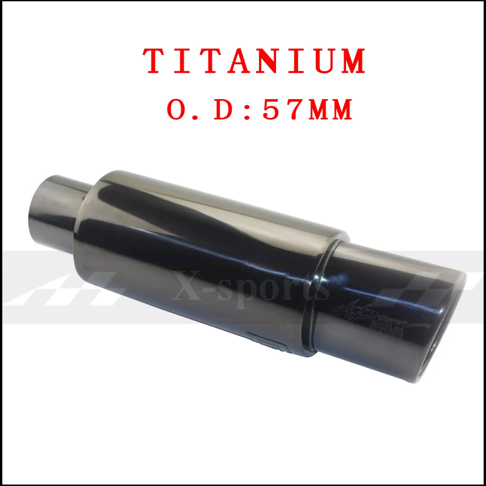 Titanium 57mm Выхлопные системы для автомобиля, мотоцикла, глушитель, выхлопная труба, высокое качество, универсальный интерфейс из нержавеющей стали 51 57 63 мм, овальные глушители - Цвет: Titanium 57mm