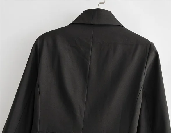 Модный винтажный однотонный костюм ZA для женщин осенняя одежда трендовый повседневный черный Блейзер Женская офисная одежда