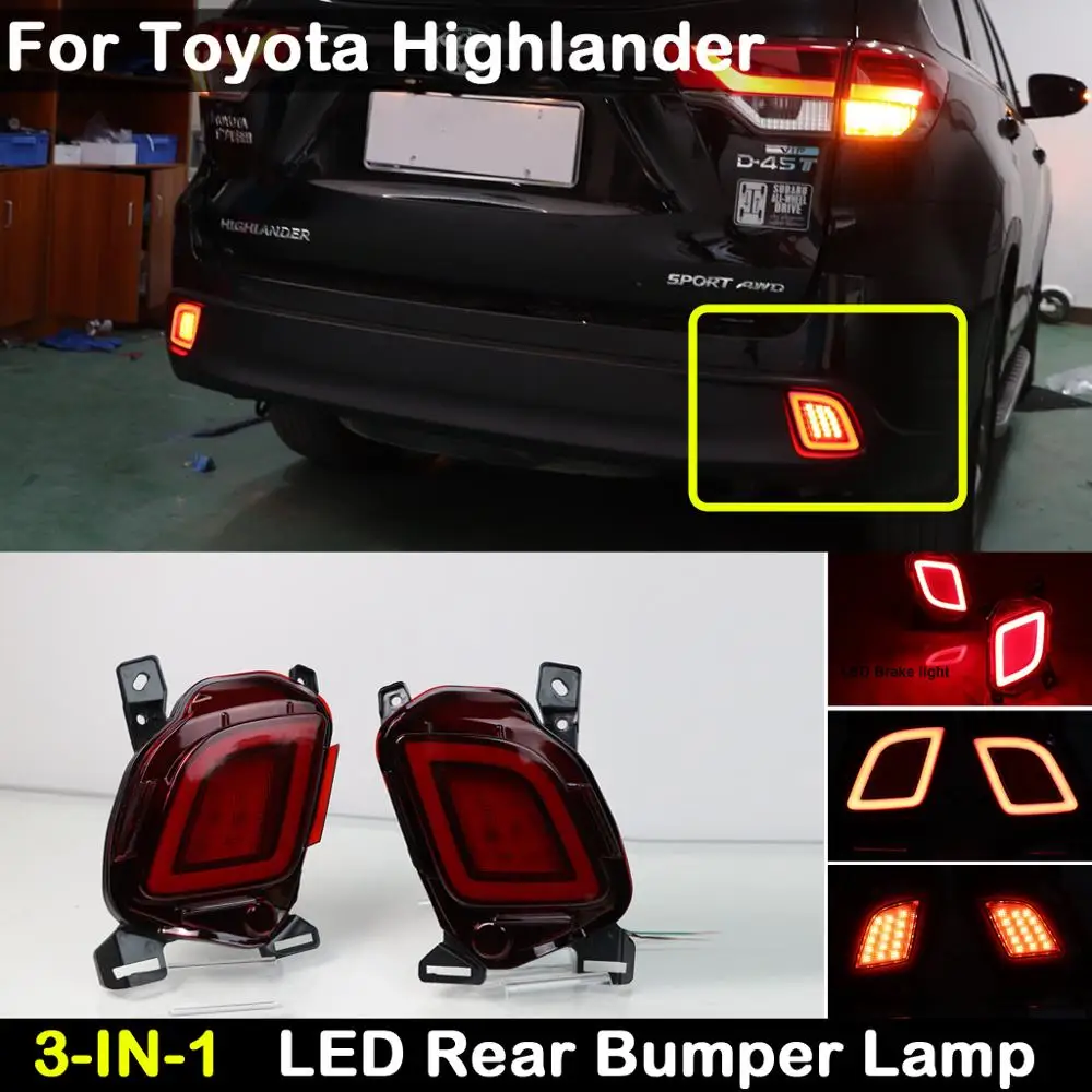 Для Toyota Highlander 2015 2018 3 в 1 светодиодный задний бампер отражатель лампы Функция как