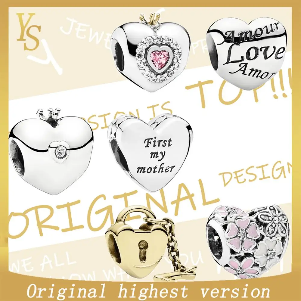 YS string decoration, Серебро, 1:1, лучшая версия,, в форме сердца, с надписью, для ключей, струны, бусины для украшения, тренд