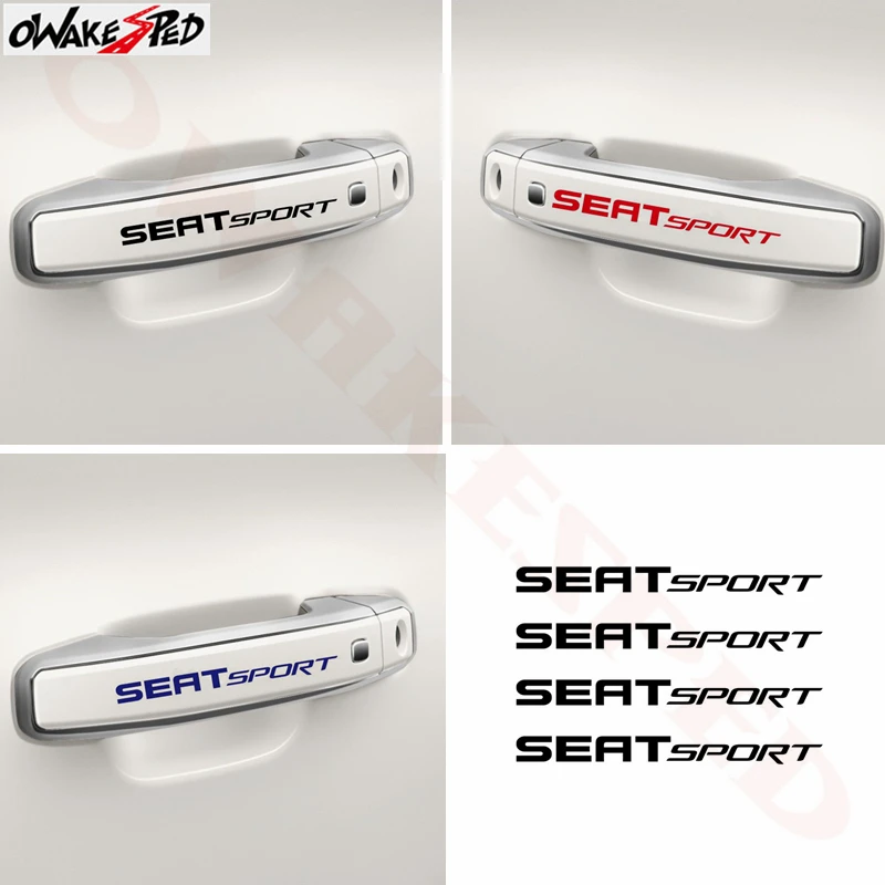 

4pcs For Seat SPORT Car Styling Doorknob Decor Decals Auto Temp Brake Caliper Stickers For Seat LEON IBIZA Mii Toledo Alhambra