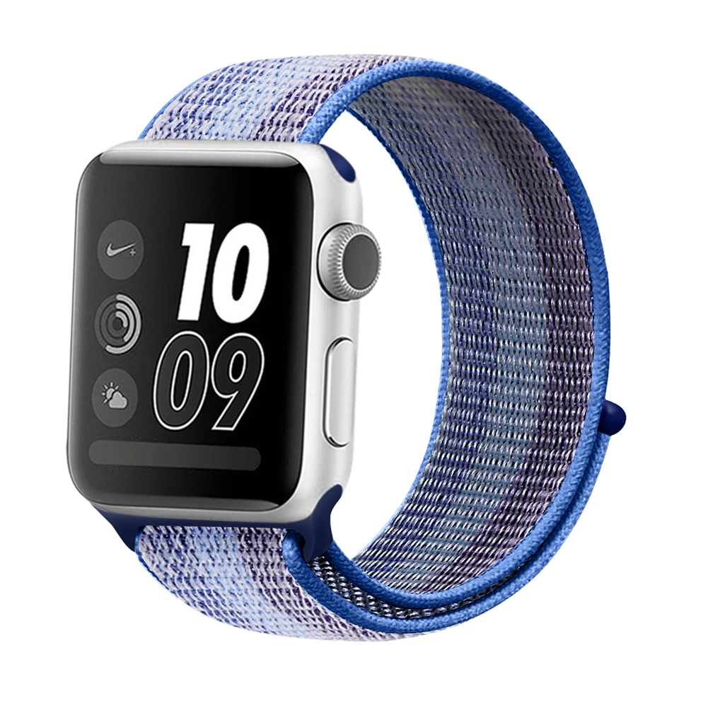 stripe blue Спортивный тканый нейлоновый ремешок для apple watch 38 мм 42 мм 40 мм 44 мм наручный браслет регулируемый нейлон для iwatch ремешок серии 1/2/3/4 - Цвет ремешка: stripe blue