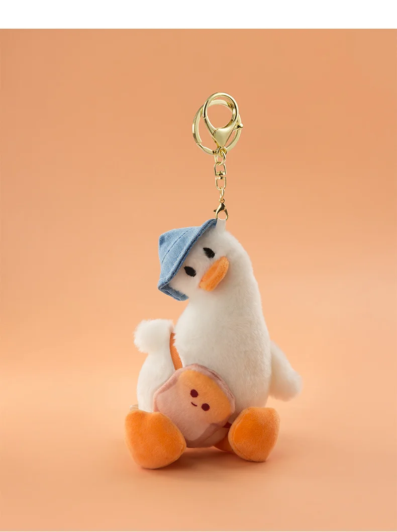 Cartoon Lovely duck crooked neck Doll Keychain Yellow White Car Bag Accessory Cute Plush Boy Girl Couple Keyring Lover Pendant