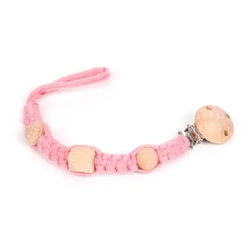 

Baby Pacifier Clip Chain Cotton Woven Wooden Beads Teether Molar Soother Nipple Holder Newborn Infant Toys Gifts