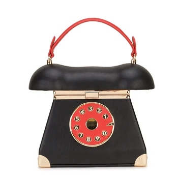 

Black & Red Phone Design Pu Leather Fashion Women Handbag Shoulder Bag Box Bag Female Crossbody Bag Purse Pouch