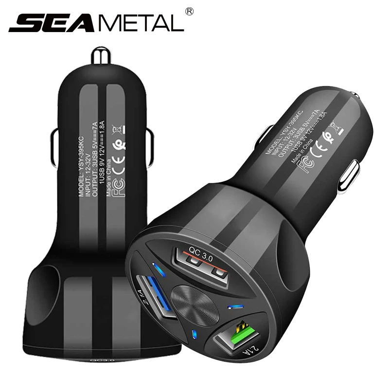 Адаптер для автомобильного прикуривателя с 3 USB портами быстрая зарядка QC3.0