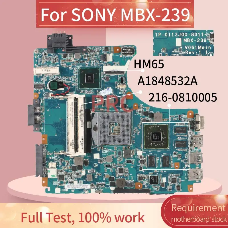 A1848532A для SONY MBX-239 материнская плата ноутбука 1P-0113J00-8011 216-0810005 HM65 DDR3 | Компьютеры и