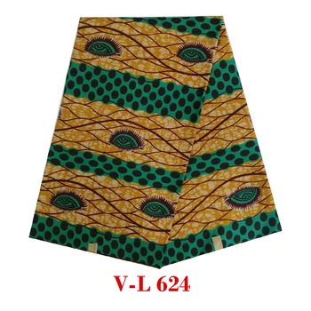 

Real High Quality Sewing Material For Women Dress 100%Breathable Nigerian Wax Dye Printed Cotton Fabric By The Yards V-L 624
