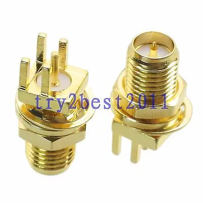 

DHL/EMS 100 Sets*1pce Connector RP-SMA plug pin bulkhead solder PCB clip edge mount straight -C1