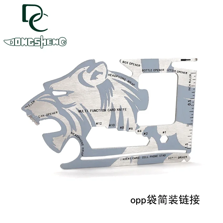 

Outdoor Survival Multi-functional Stainless Steel Card Knife Tool Card OPP-Lion's Head EDC Pocket Card Tool