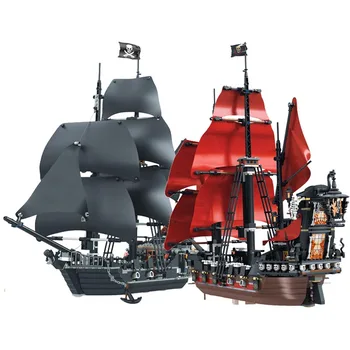 

Black Pearl Ship Queen Anne's Revenge Pirates Caribbean Bricks Compatible Lepining Pirates Ship Boat Model Building Blocks Toy