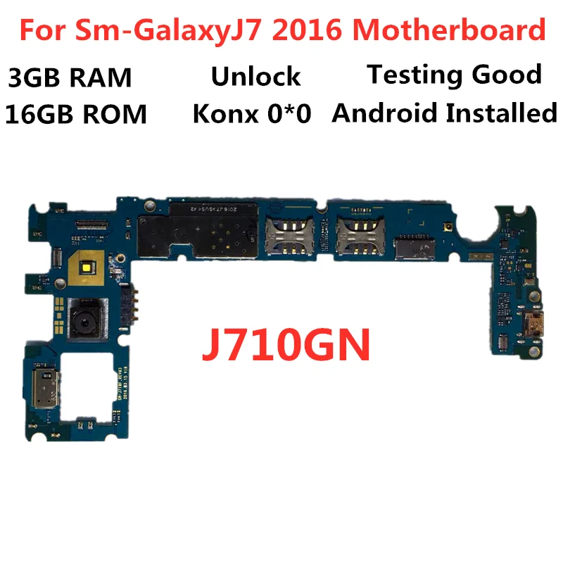 Original for Samsung Galaxy J7 2016 Unlocked mainboard J710GN J710F  J710G  J700F motherboard with Full Chips 16GB logic compact
