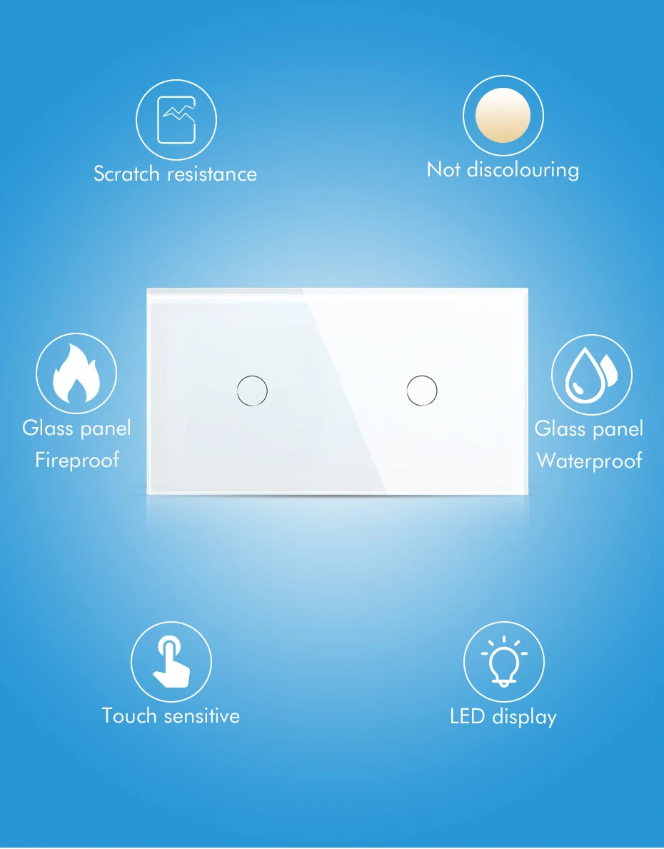 Bseed zigbee parede interruptores de toque duplo