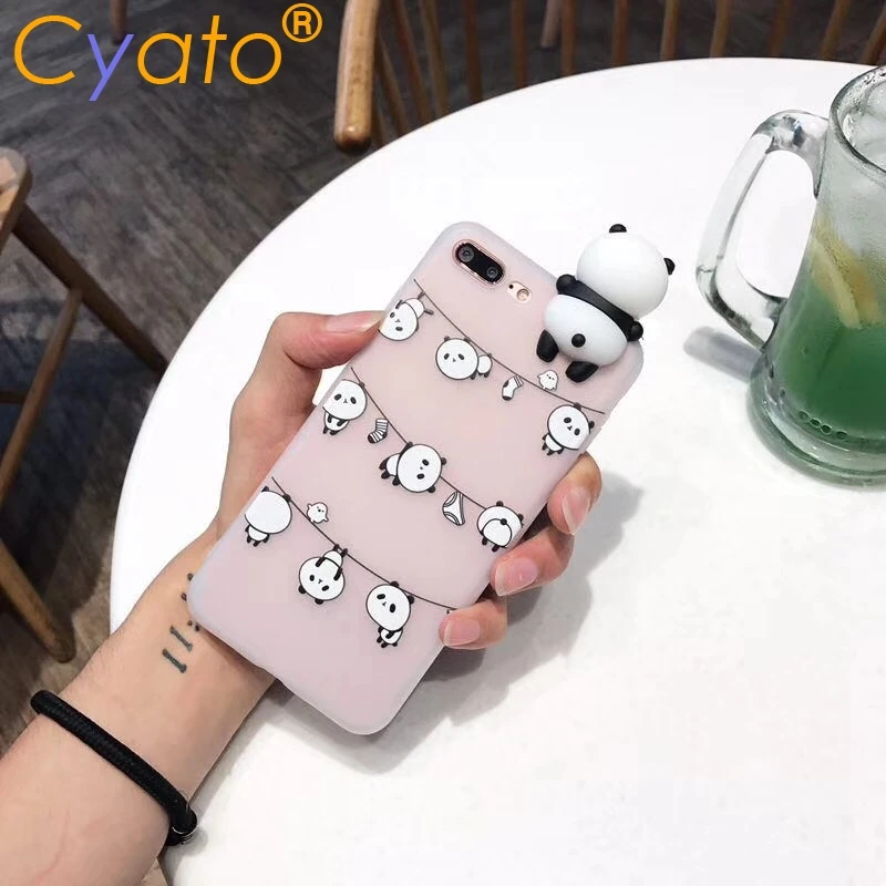 Чехол Cyato 3D с милым рисунком панды для iPhone X, 8, 7, 6, 6s Plus, 5, 5S, SE, чехол, забавные игрушки, прозрачные Милые мишки, противоударный мягкий чехол из ТПУ