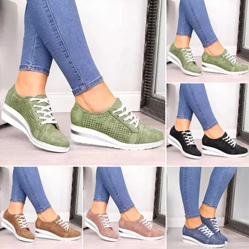 

Newly Women Running Shoes Casual Walking Platform Sneakers Sports Lace-up Shoes for Fall Spring