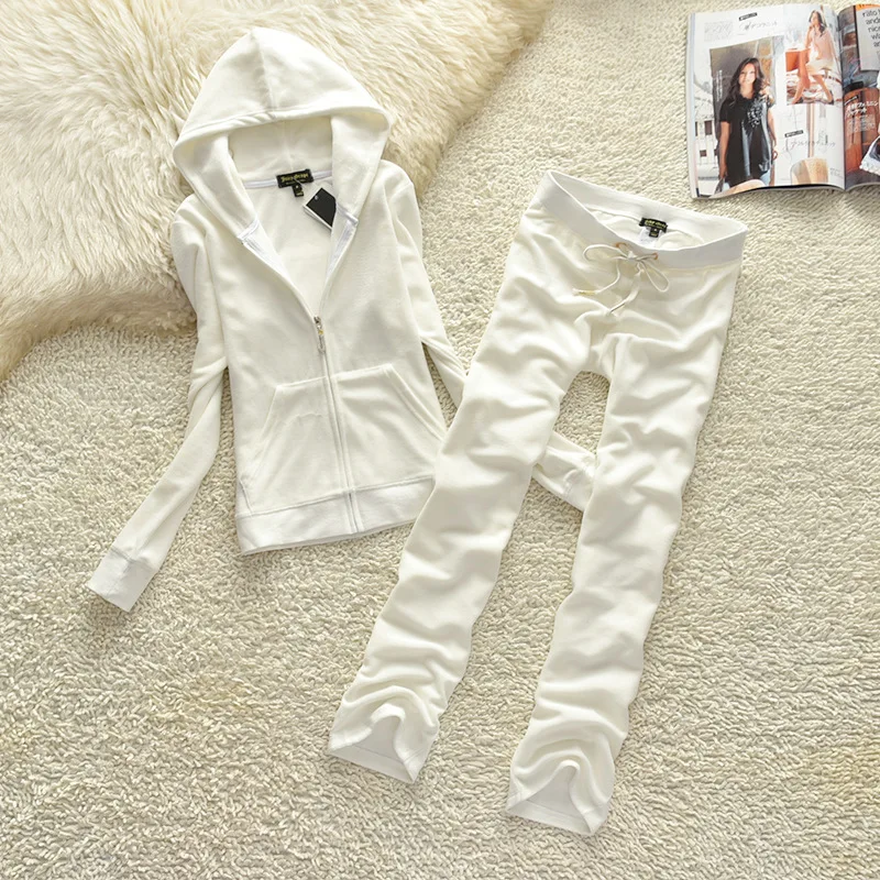 2021 Women Tracksuit Zipper Hoodies Sweatshirt Pants 2 Pieces Set Fashion New Female Zipper hooded And bell-bottom Trousers Suit 1