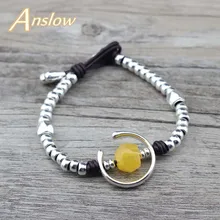 Anslow бренд для женщин Элегантный дизайн ювелирные изделия браслет из бисера ручной работы для девочек пара любовь кожаный браслет Рождество LOW0786LB