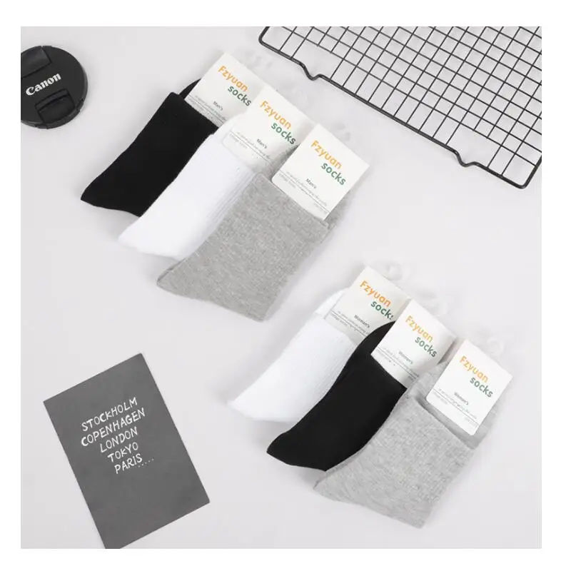 Женские и мужские однотонные хлопковые носки, 2 размера, парные короткие носки, унисекс, спортивные носки, теплые зимние черные, серые, белые короткие носки, 5 пар
