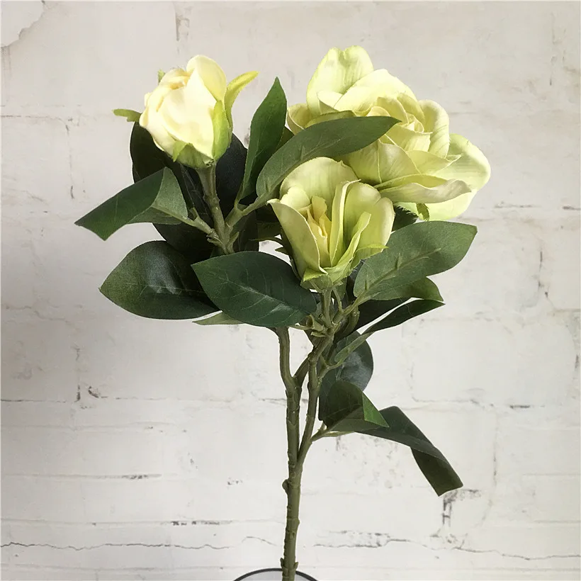 Искусственные цветы для свадьбы, украшения дома, искусственные цветы, 3 головки - Цвет: Green