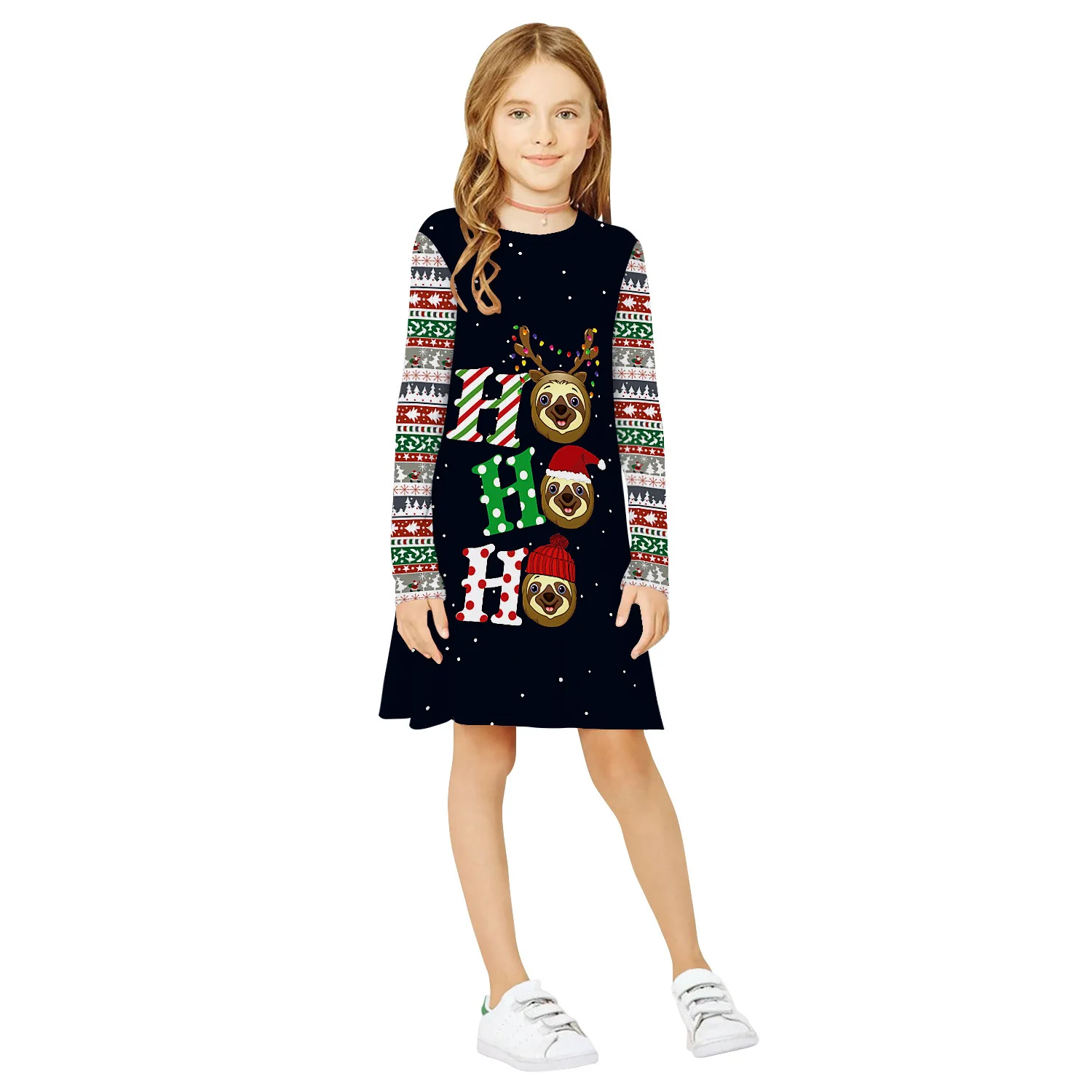 WEPBEL/платье для маленьких девочек; рождественское платье для девочек-подростков; рождественское платье с длинными рукавами и 3D принтом; одежда