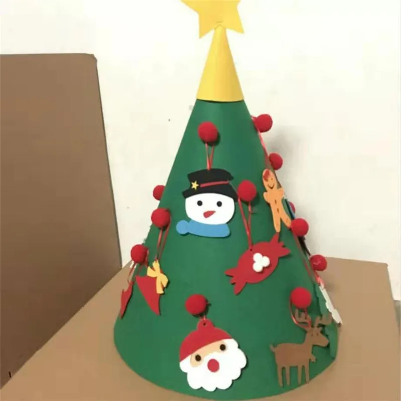Новые экологически чистые елочные украшения из фетра рождественские шапки DIY детские игрушки ручной работы трехмерные рождественские