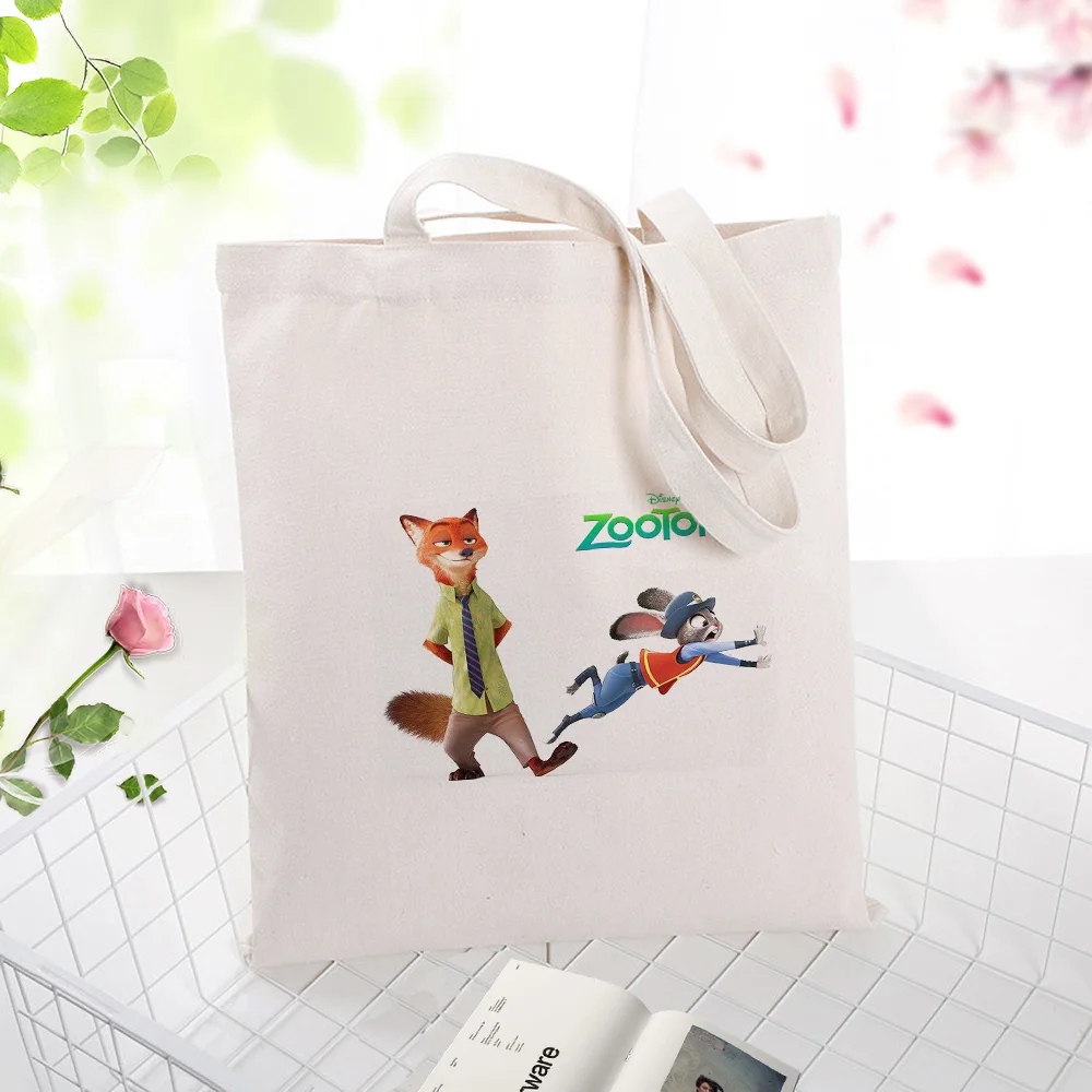 Zootopia серийная Холщовая Сумка для ежедневного использования текста DIY пользовательская печать сумка для покупок с логотипом экологический многоразовый сумка из перерабатываемого материала