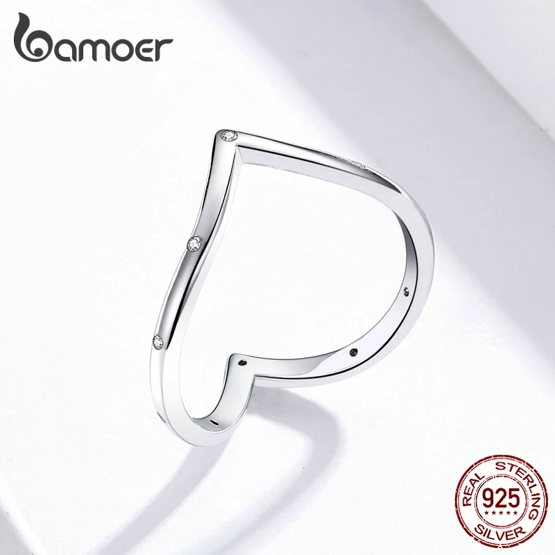 Bamoer GXR622 925 пробы Серебряное кольцо в форме сердца для женщин, серебряное ювелирное изделие, Подарок на годовщину, Рождество, размер 678