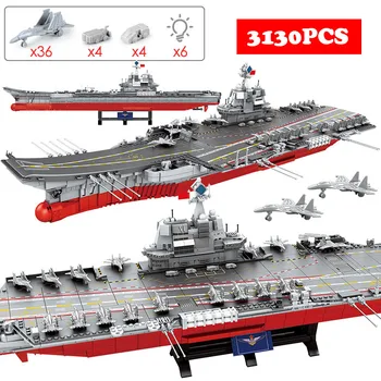 

3010PCS Warship Cruiser Building Blocks For City Navy Aircraft Carriers Figures Bricks Toys for Children